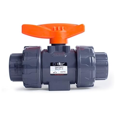 HYDROSEAL Kaplan 1’’ PVC True Union Ball Valve with Full Port, ASTM F1970, EPDM O-Rings and Reversible PTFE Seats, Rated at 200 PSI @73F, Gray, 1 inch Socket (1 inch) Cover