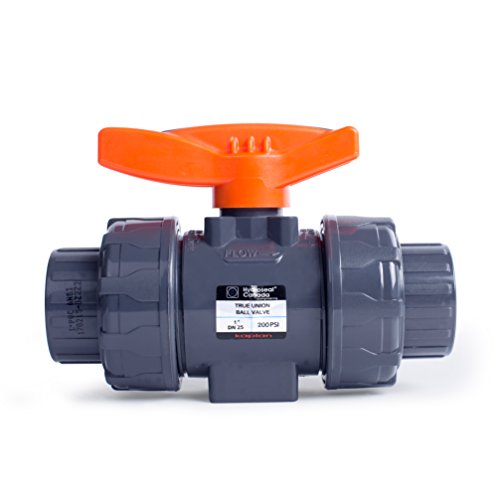HYDROSEAL Kaplan 1’’ PVC True Union Ball Valve with Full Port, ASTM F1970, EPDM O-Rings and Reversible PTFE Seats, Rated at 200 PSI @73F, Gray, 1 inch Socket (1 inch) by HYDROSEAL - Used condition - US$19.71