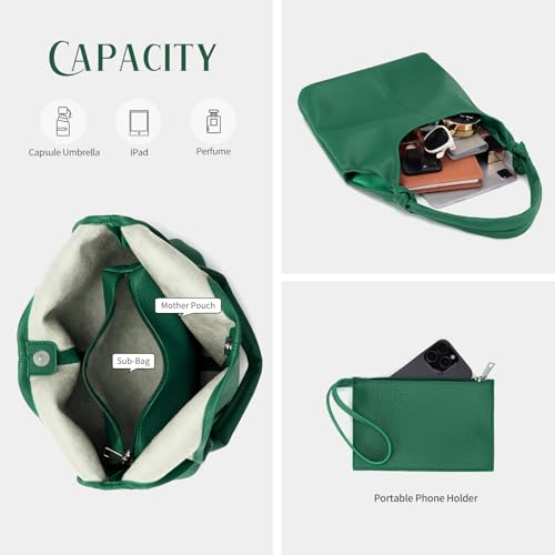 Image of Vegan Leather Hobo Purses set, Slouchy Shoulder Bag Knotted Hobo Bags for Women with a small Purse and Clutch Handbag