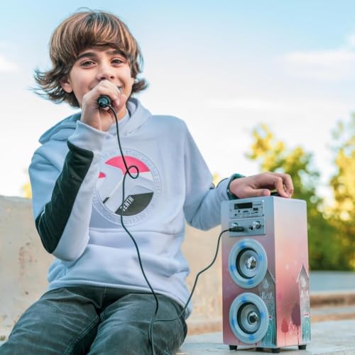 Miniatura 4 de Dynasonic Karaoke Altavoz Bluetooth Portatil, 2 Micrófonos, Usb Sd Aux, Luces Led, Batería Recargable. Regalo Para Niños, Comunión, Cumpleaños Y Fiestas