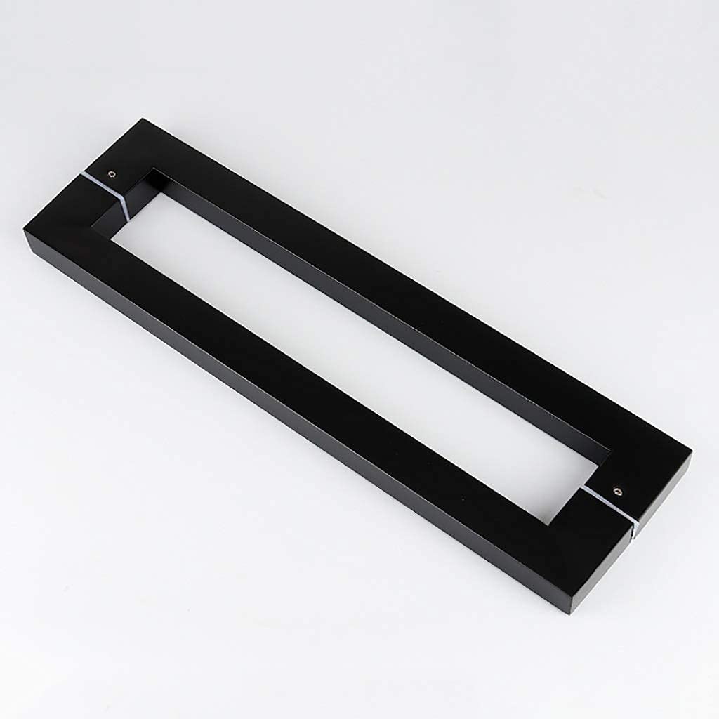 Pasamanos de escalera universal para interiores y exteriores, manija de puerta de empujar y tirar, manija de puerta de vidrio de oficina de tubo cuadrado de acero inoxidable negro/manija de pu