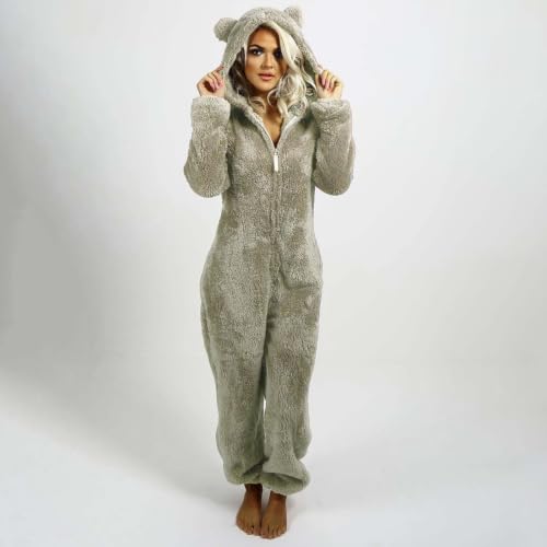 Onesie Costume Adult Flannel Halloween Costume Warm Sherpa Romper Grey L - image 2