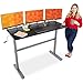 Tranzendesk Standing Desk - 55 inch Long - Easily Crank from Sitting to Standing (Black Top / Silver Frame)