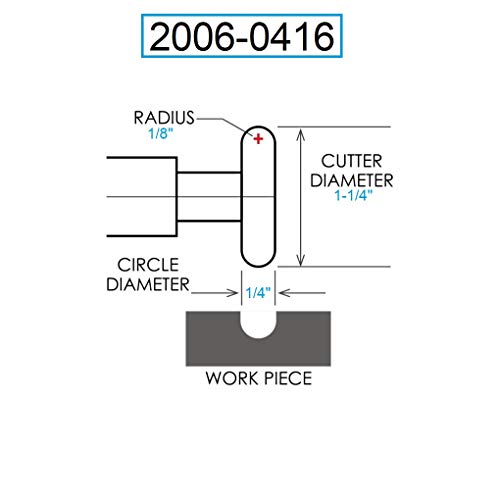 Image of HHIP 2006-0416 High Speed Steel Convex Cutter, 1-1 /4 inch Cutter Diameter, 1 /8 inch Radius, 3 /4 inch Shank Diameter, 3-1 /2 inch OAL