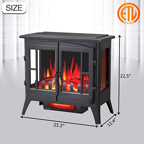 Image of Antarctic Star 3D Infrared Electric Fireplace Stove, Freestanding Fireplace Heater Adjustable Brightness,Portable,Thermostat,Overheating Protection,ETL Certified,1000W /1500W(23) Inch