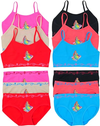 Image of ToBeInStyle Girl Pack of 6 Set Spaghetti Strap Training Bras & Boyshorts Bikinis