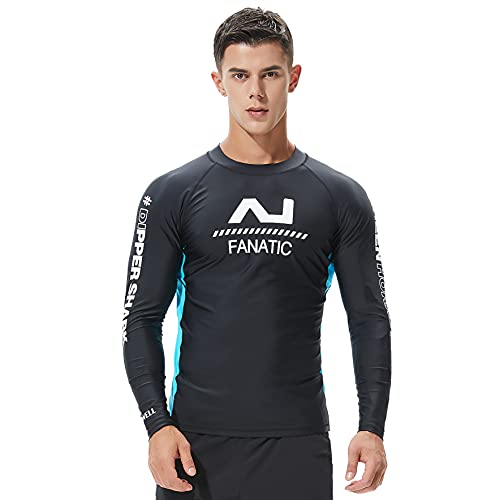 REAL FIELD Men's Long Sleeve Platinum UPF 50+ Rashguard Tight Rash Guards for Men