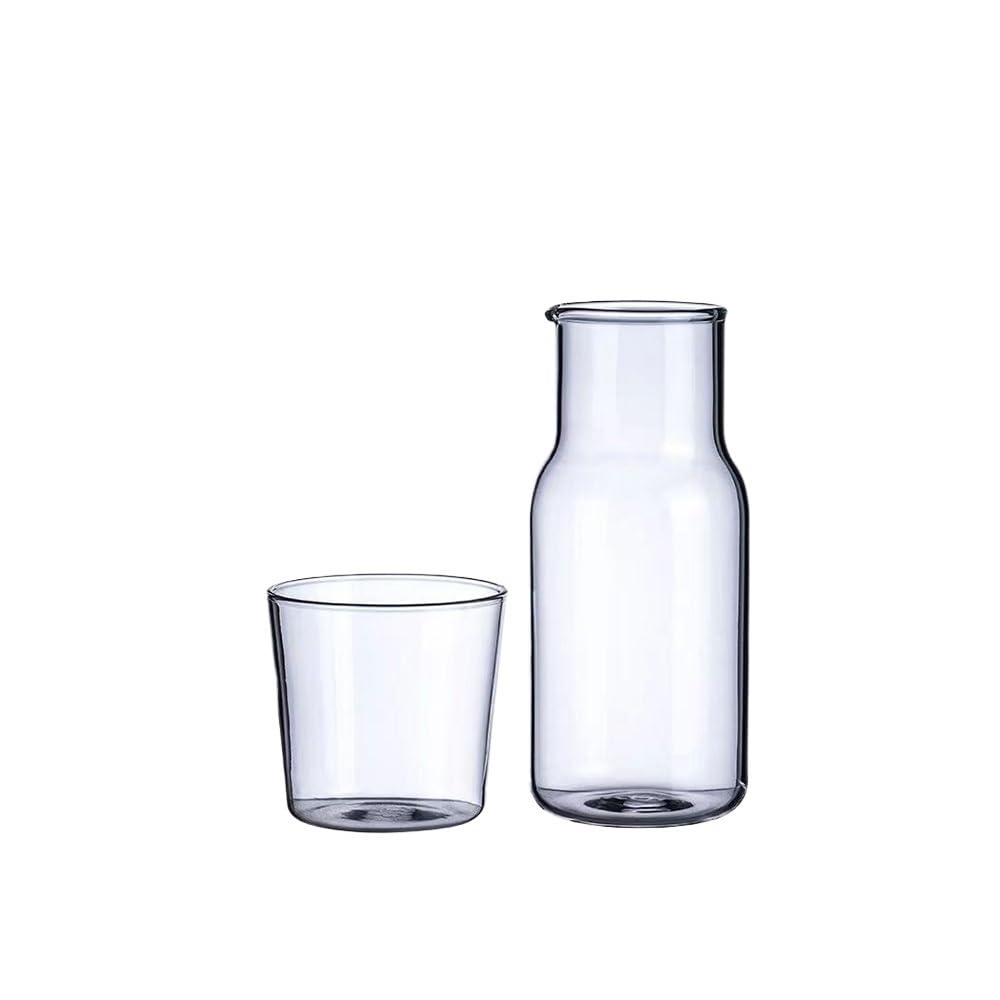 Jarra de Agua Jarra de agua con taza de vidrio Botella de agua fría y caliente Juegos de tazas Jarra de agua for mesita de noche Hervidor de bebidas resistente a altas temperaturas Jarra de Té Helado(