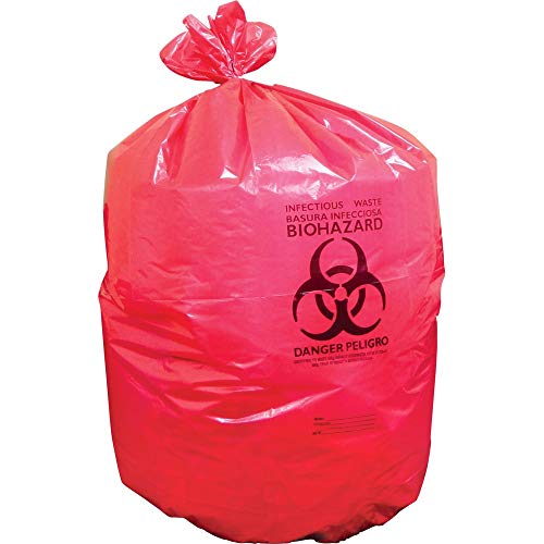 healthcare liners by heritage bag, when safety and perfomance matter. 40"x46", red, 1.3mil, 200, healthcare printed