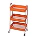 BBGS Wózek do przechowywania na kółkach, 3-poziomowy wózek wielofunkcyjny z metalową siatką, mobilne regały regałowe (kolor : pomarańczowy)