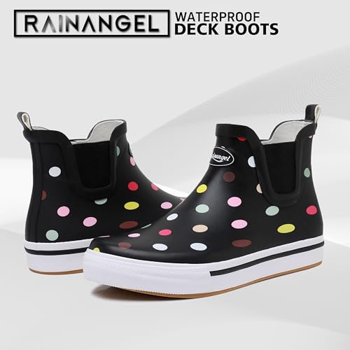 RAINANGEL Rain Boots for Women and Men,Unisex Ankle Rain Shoes Anti-Slipping Rainboots with Comfortable Lightweight Garden Rubber Rain Boot and Outdoor Work Shoes,Waterproof Fishing Deck Boots2