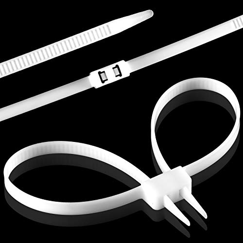 10 Pieces Double Zip Ties Police Zip Ties zip handcuffs zip tie cuffs flex cuffs Heavy Duty Zip Ties Double Locking Cable Ties Nylon Handcuff Wire Tie 250 LBS Strength, 27 1/2 Inch (White)