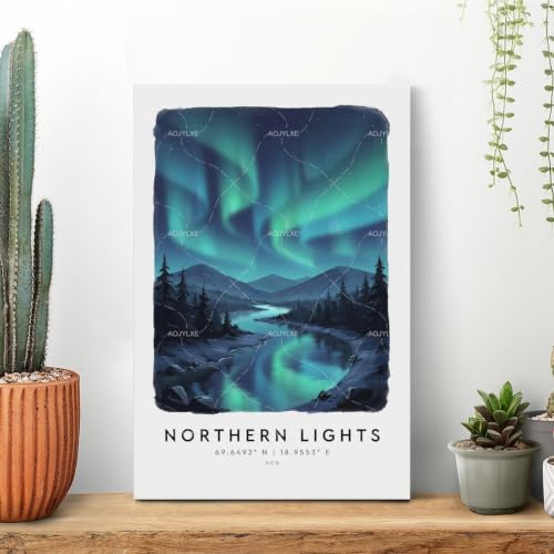 Poster aquarelle de Northern Lights 50x75 cm grand format