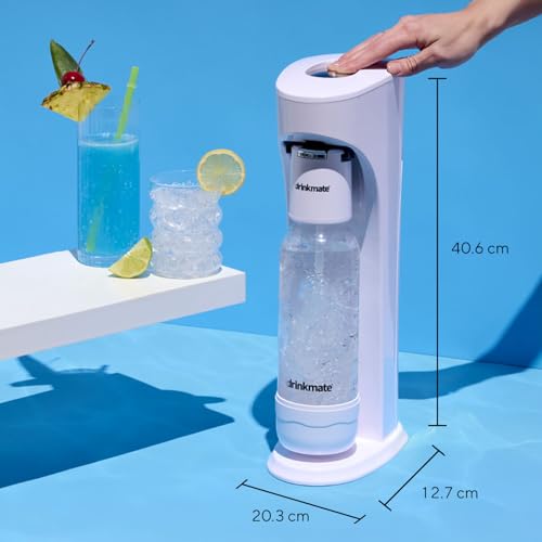 Drinkmate Sparkling Cocktail Mocktail Wine Juices and Water Maker, Carbonates Any Drink with Push-Button Simplicity, with 1L bottle and 60 Litre CO2 cylinder, Royal Red