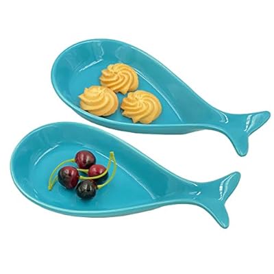 2PC Fish Spoon Rest Ceramic for Kitchen, Blue 9" X 4.5" 417fv+onRpL. SS400