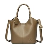 Genérico Bolsos de Cuero Suave, compatibles con Bolsos Hombro Vintage for Mujer, Gran Capacidad for Damas(Deep Khaki)