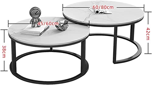 Table basse ronde de salon avec table d'appoint de canapé gigogne noire
