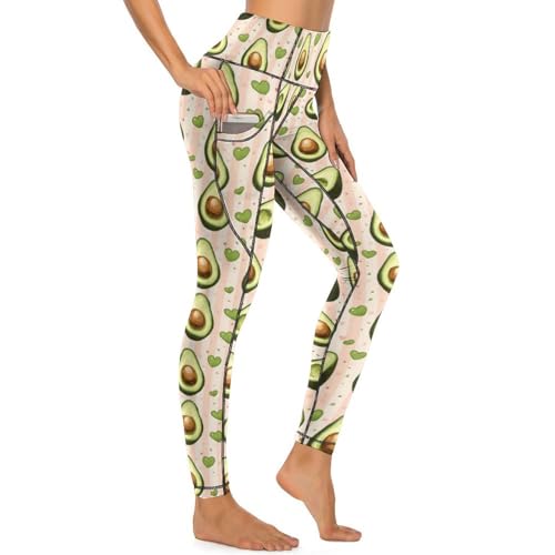 Pantalon de yoga opaque à poches pour femme imprimé cœur original