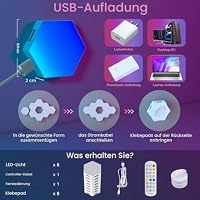 GIACOMO 8Pack LED Sechseck Gaming Wandleuchte, Musik Sync Deko, RGB Smart Wandbeleuchtung Für Gamer Room Zuhause – Ansicht 3