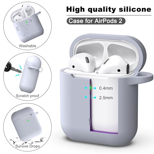 Image of AirPods Case Cover with Keychain, Full Protective Silicone AirPods Accessories Skin Cover for Women Girl with Apple AirPods Wireless Charging Case,Front LED Visible-Pebble