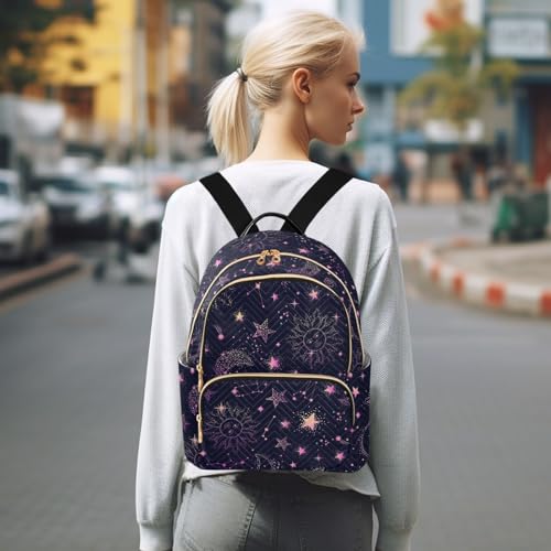 Image of ALAZA Pink Moon Sun Star Galaxy Mini Backpack Purse for Women Travel Bag Fashion Daypack Back Pack Shoulder Bag