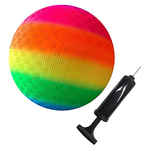 Yuffoo Bola de patio de recreo con arco iris degradado para niños  bola de PVC suave de 8.5 pulgadas con bomba  pelota deportiva de playa para patio trasero  parque  diversión interior al aire libre