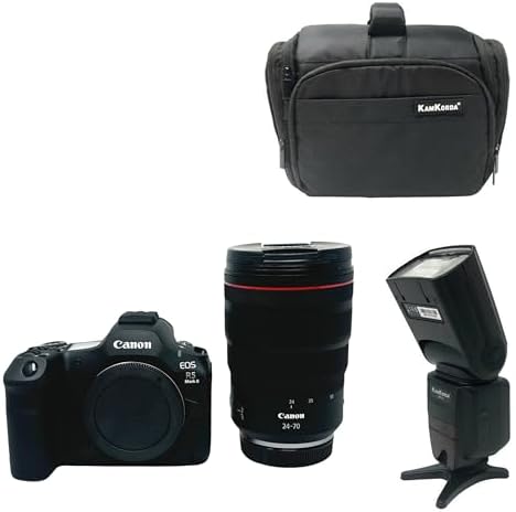 KamKorda Camera Bag + Flash + R5 Mark II Mirrorless Camera + RF 2...