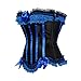 Sapubonva Corset dress skirts for women shoulder straps stripe vintage bow lace plus size Princess blue 2XL