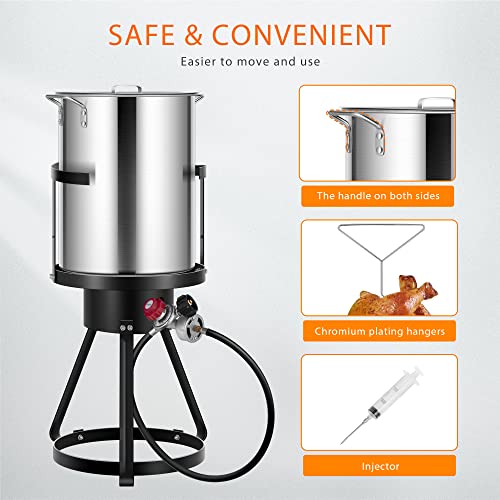 VIVOHOME 30 Qt. Aluminum Turkey Deep Fryer Pot with Injector