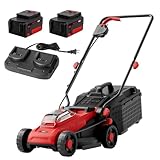 MZK 20V 13' Electric Lawn Mower, Brushless Cordless Lawn Mower with 4-Position Height Adjustment, Walk-Behind Push Mowers with 8 Gallon Grass Bag, 2 x 4.0Ah Batteries & Charger Included, LM13B8