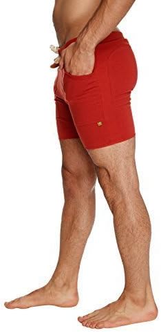 4-rth Mens Transition Yoga Shorts (Small, Solid Cinnabar (red))