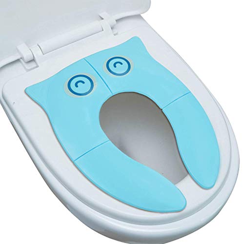 Zollyss Toilet Potty Training Seat Cover, Travel Toilet Seat, Folding Non Slip Silicone Pads, Travel Portable Reusable Kids Toddlers Boys Girls, Carry Bag