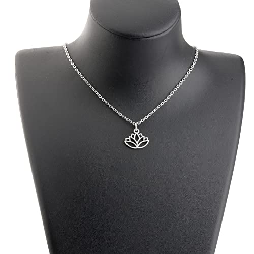 PLITI Lotus Necklace For Yoga Lovers New Beginnings Gift Lotus Inspirational Gift Lotus Flower Jewelry Yoga Karma Gift4