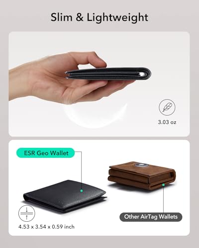 ESR Geo Wallet with Find My, RFID Blocking, Wallet for Men, Wallet Tracker(iOS 14.5 Above Only), Holds 9 Cards and 15 Bills, Replacement for AirTag Wallet, Slim Bifold Card Holder, Twillingt Black4