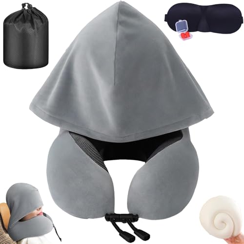 La mejor selección de Cojines y accesorios - 5 favoritos. 43 TOCOZOC Almohada de Viaje para Cuello con Capucha, Almohada de Viaje para Cuello Memory Foam, Cuellera para Viaje con Máscara de Ojos y Tapones para Los Oídos, para Avión,...