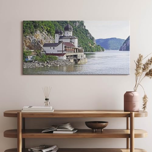 Tableau de qualité Wallfluent Église au bord de l'eau toile tendue durable - 2