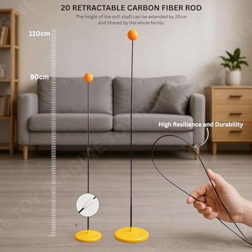 Image of Toy Imagine Deluxe Ping Pong Training Set Improve Your Table Tennis Skills at Home with Two Professional Grade peddles, 4 Ball, 1 Flexible Rod & Ping Pong Training Metal Base