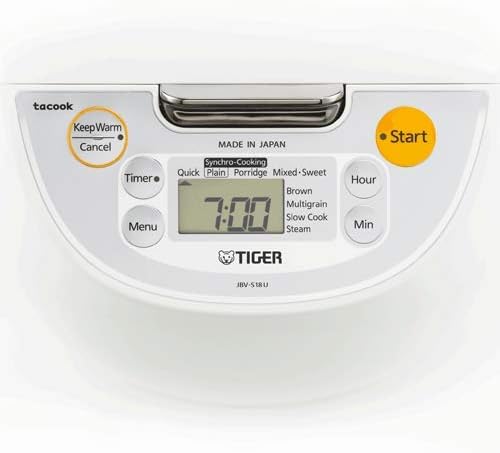 Tiger JBV-S18U 10-Cup Microcomputer Controlled 4-in-1 Rice Cooker (White)