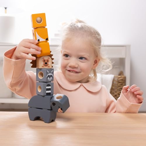 Melissa & Doug Blockables Woodland Friends Snap And Play | Wooden Building Blocks, Construction Toys for Kids | Age 2-7 - FSC Certified