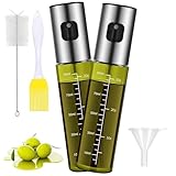 Pynzeka 2 Piezas Pulverizador Aceite Spray 100ml Spray Aceite Cocina Cristal para Cocinar Asar Ensaladas Freidora de aire Caliente