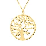MissChic Namenskette, lebensbaum Kette, Personalisierte Kette, Halskette mit Name, Stammbaum Kette für Oma, Herren, Freundin, Mutter, Schwester