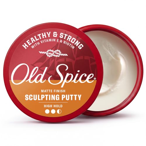 Old Spice Mens Hair Putty, Sculpting Putty for Men, Healthy & Strong with Vitamin E & Biotin, Hair Styling, High Hold, Matte Finish, 2.22 oz
