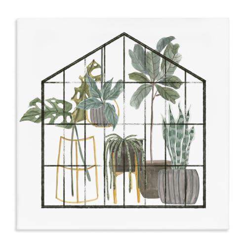 Stupell Industries Modern Greenhouse Illustration Chic Indoor Plants Palm Leaves, Design by Melissa Wang 17 x 17