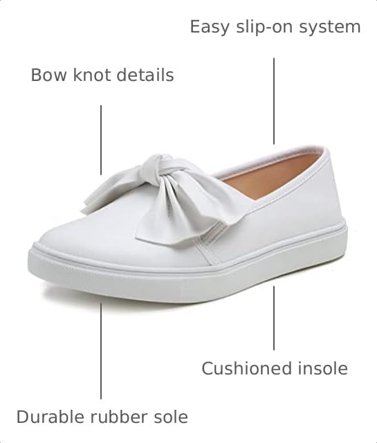 Image of FEVERSOLE Women's Casual Slip On Sneaker Fashion Bow Tie Loafer Flats