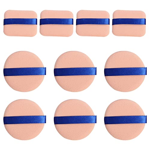Healvian 10PCS Makeup Puff Dual Use Dry Wet Foundation Sponge Square Round Cosmetic Powders for Application for Blush Highlighter Concealer