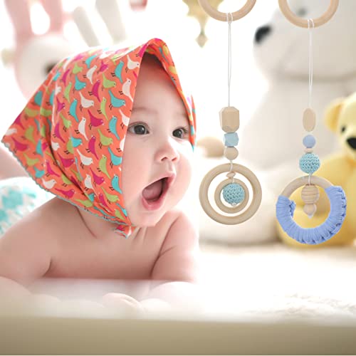 Image of 4Pcs Wood Toys Wooden Hanging Toy Wood Activity Pendant Dangling Teething Soother Nursery Decor Montessori Play Gym