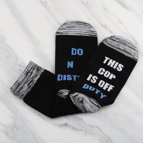 BLUPARK Police Officer Socks Policeman Gift Do Not Disturb This Cop Is Off Duty 1 Pairs Socks Graduation Police Gift4