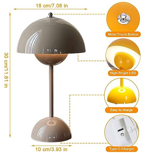 Lámpara de mesa LED regulable con maceta, luz de escritorio inalámbrica con control táctil, 3 modos de brillo, iluminación decorativa para dormitorio, bares, restaurantes