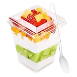 FIFWVGP 50 Pack 5 oz Plastic Dessert Cups With Lids and Spoons, Yogurt Parfait Appetizer Cups for Party, Mini Dessert Shooters for Pudding and Fruit