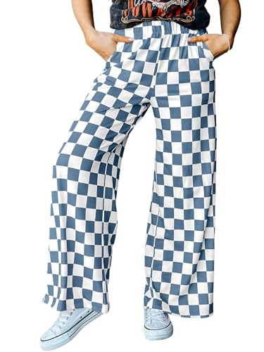 YKR Checkered Pants Women Casual Loose Wide Leg Straight Lounge Comfy Y2K Gingham Pants with Pockets